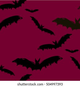 Halloween seamless pattern with bats ragged silhouette