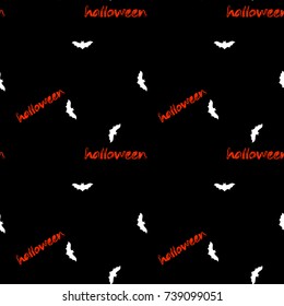 Halloween seamless pattern with bats.Black background