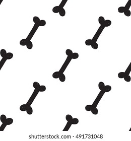 Halloween seamless pattern with black bone. Beautiful vector background for decoration halloween designs. Cute minimalistic art elements on white backdrop.