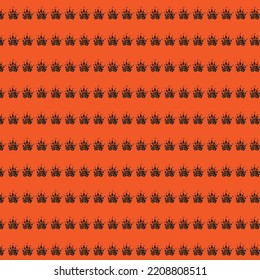 Halloween seamless pattern. Black icons of the skull, spider, web, pumpkins, and cauldron. Design elements for Halloween party poster. Flat cartoon illustration. 