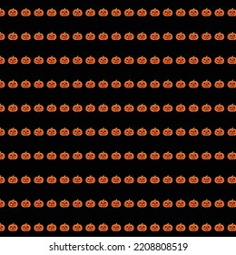 Halloween seamless pattern. Black icons of the skull, spider, web, pumpkins, and cauldron. Design elements for Halloween party poster. Flat cartoon illustration. 