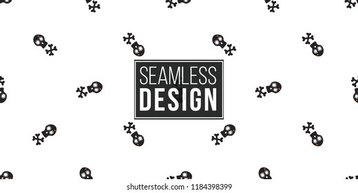 Halloween seamless pattern with black mexican skull with crossbones. Cute vector background for decoration halloween cadrs, package paper, flyer. 