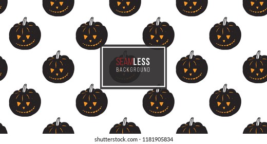 Halloween seamless pattern with black pumpkin. Cute vector background for decoration halloween cadrs, package paper, flyer. 
