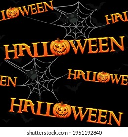 Halloween nahtloses Muster, schwarz beängstigende Textur mit Kürbissen.