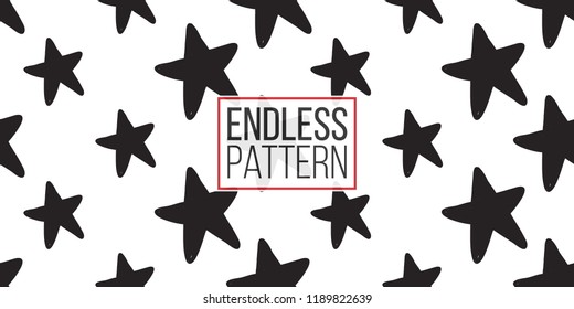 Halloween seamless pattern with black star. Cute vector background for decoration halloween cadrs, package paper, flyer. 