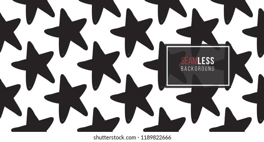 Halloween seamless pattern with black star. Cute vector background for decoration halloween cadrs, package paper, flyer. 