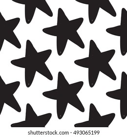 Halloween seamless pattern with black star. Beautiful vector background for decoration halloween designs. Cute minimalistic art elements on white backdrop.