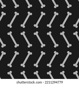 Halloween seamless pattern with bone on black background Vector illustration Texture for wrapping and fabric
