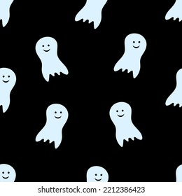 Halloween seamless pattern with bone on black background Vector illustration Texture for wrapping and fabric