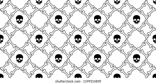 Halloween seamless pattern bone vector pirate skull tile background scarf isolated wallpaper repeat