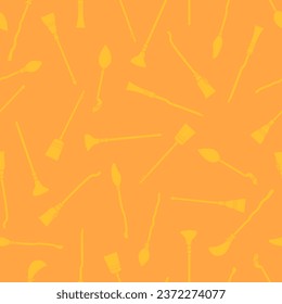 Halloween seamless pattern with brooms vector illustration ideal for festive background, decoration, cards, wallpaper, wrapping paper, prints, and fabrics or textile