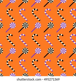 Halloween seamless pattern with candies