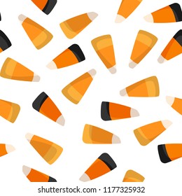 Halloween seamless pattern with Halloween Candy corn.
