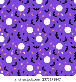 Halloween seamless pattern. Cartoon childish style. Vector illustration