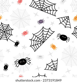 Halloween seamless pattern. Cartoon childish style. Vector illustration