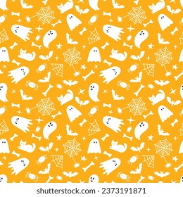 Halloween seamless pattern. Cartoon childish style. Vector illustration