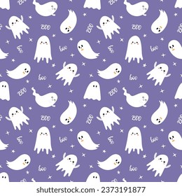 Halloween seamless pattern. Cartoon childish style. Vector illustration