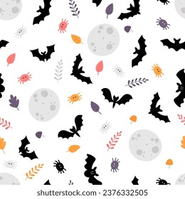 Halloween seamless pattern. Cartoon childish style. Vector illustration