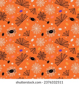 Halloween seamless pattern. Cartoon childish style. Vector illustration