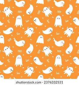 Halloween seamless pattern. Cartoon childish style. Vector illustration