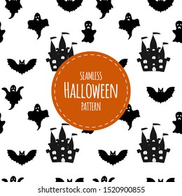 Halloween seamless pattern. Cartoon style. Vector illustration.