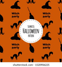 Halloween seamless pattern. Cartoon style. Vector illustration.