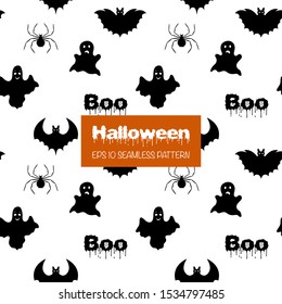 Halloween seamless pattern. Cartoon style. Vector illustration.
