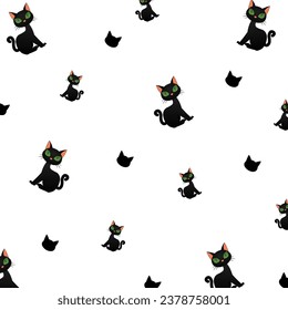 Halloween seamless pattern. Halloween seamless Cat pattern. Seamless Halloween Pattern with Cat. Scary and funny vector pattern. Happy Halloween October 31st, Jack-O-Lantern.