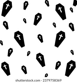 Halloween seamless pattern. Halloween seamless coffin, grave pattern. Seamless Halloween Pattern with coffin.