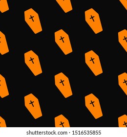 Halloween seamless pattern. Coffin seamless texture, vector background