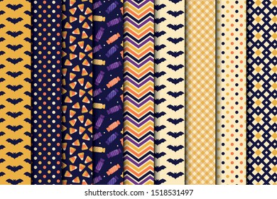 Halloween seamless pattern collection. Wrapping paper, decoration, wallpaper, background. Surface decoration