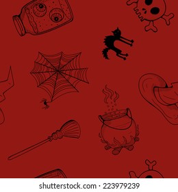 Halloween seamless pattern. Colorful holiday background. Eps 10 vector illustration.