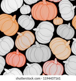 Halloween seamless pattern with colorful pumpkins.Vector october background.Textile texture