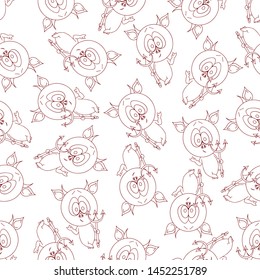 
Halloween. Seamless pattern. Contour image of imp with forks. Vector illustration.