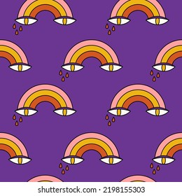 Halloween seamless pattern. Creepy and scary background. Retro doodle halloween background. 