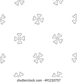 Halloween seamless pattern with crossbones. Beautiful vector background for decoration halloween designs. Cute minimalistic art elements on white backdrop.