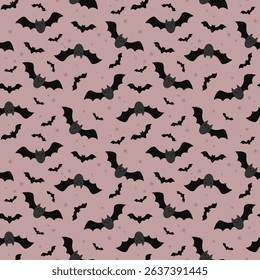 Halloween seamless pattern. Cute Halloween bat design, hand drawn vector illustration