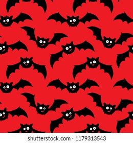 Halloween seamless pattern with cute bats.