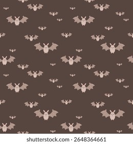 Halloween seamless pattern with cute bats. Spooky Halloween hand drawn vector background.
