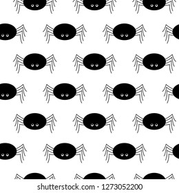 Halloween seamless pattern with cute black spider.