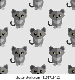 Halloween seamless pattern with cute cats. Nice and beautiful vector graphic illustration