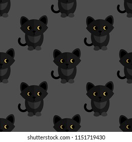 Halloween seamless pattern with cute cats. Nice and beautiful vector graphic illustration