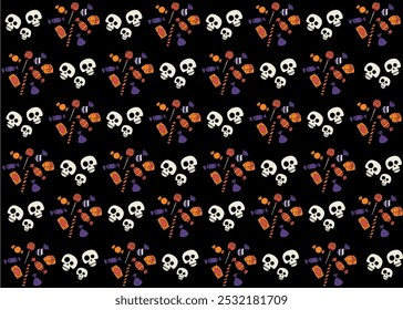 Halloween seamless pattern cute digital print decor wall art with Boo, Crayon, Bat, Pumpkin, october, 31 oct, octorer 31	