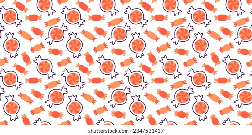 Halloween seamless pattern. Seamless pattern with cute halloween elements. Vector flat design illustration.