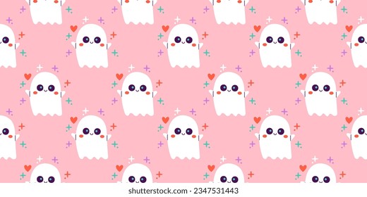 Halloween seamless pattern. Seamless pattern with cute halloween elements. Vector flat design illustration.