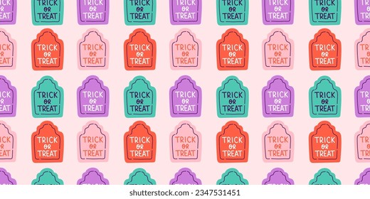 Halloween seamless pattern. Seamless pattern with cute halloween elements. Vector flat design illustration.