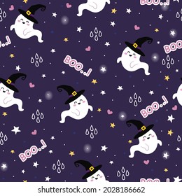 Patrón sin foco de Halloween con fantasma lindo