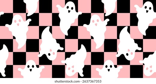 Halloween seamless pattern. Cute ghost pattern. Halloween ghost digital paper. Festive seasonal hand drawn vector pattern in flat style