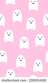 Halloween, seamless pattern with cute ghosts. Endless background, decor elements, color fabric, textile, wallpaper. Vector illustration.