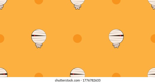 Halloween seamless pattern, Cute mummy on orange background, Cute ghost icons.	
